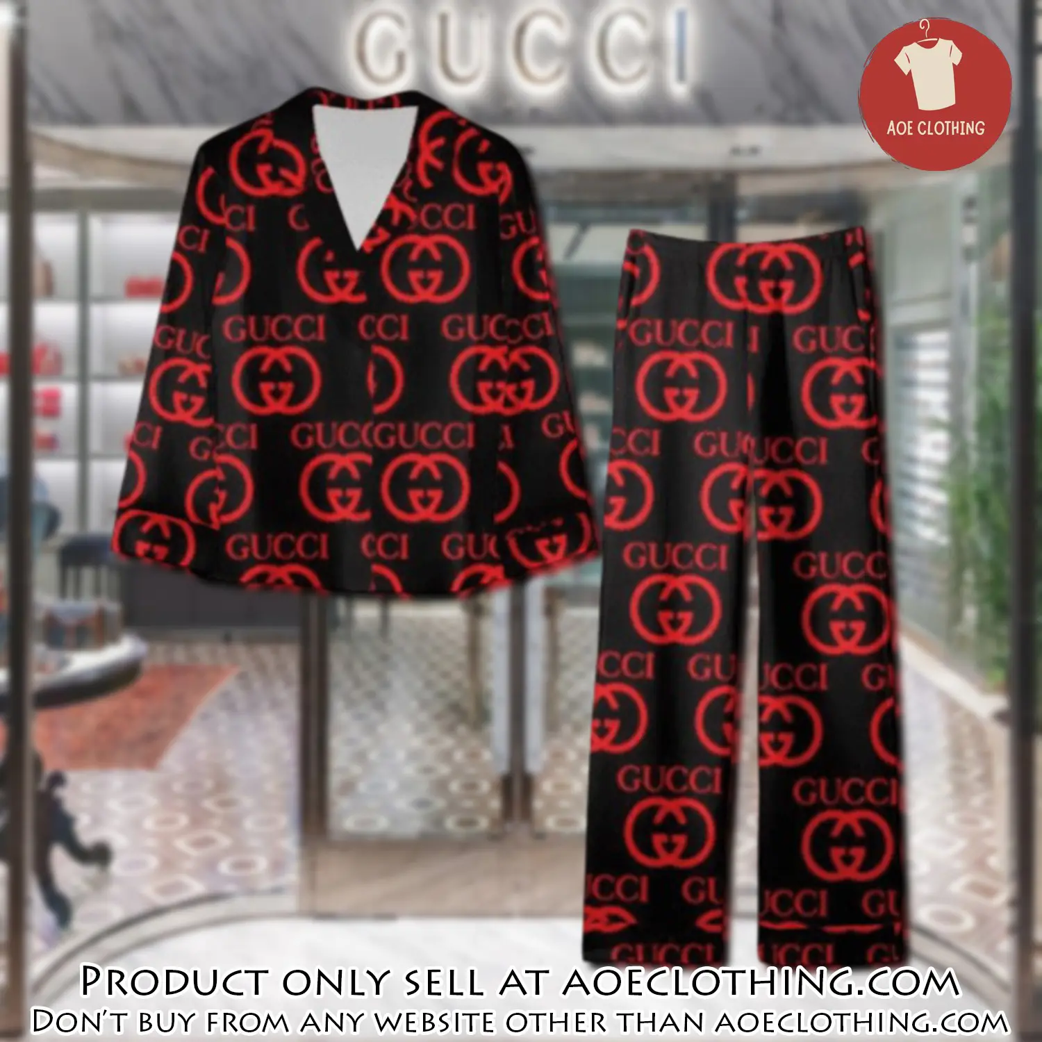 Trending luxury gc satin pajama set pjs1063 aoe2603179